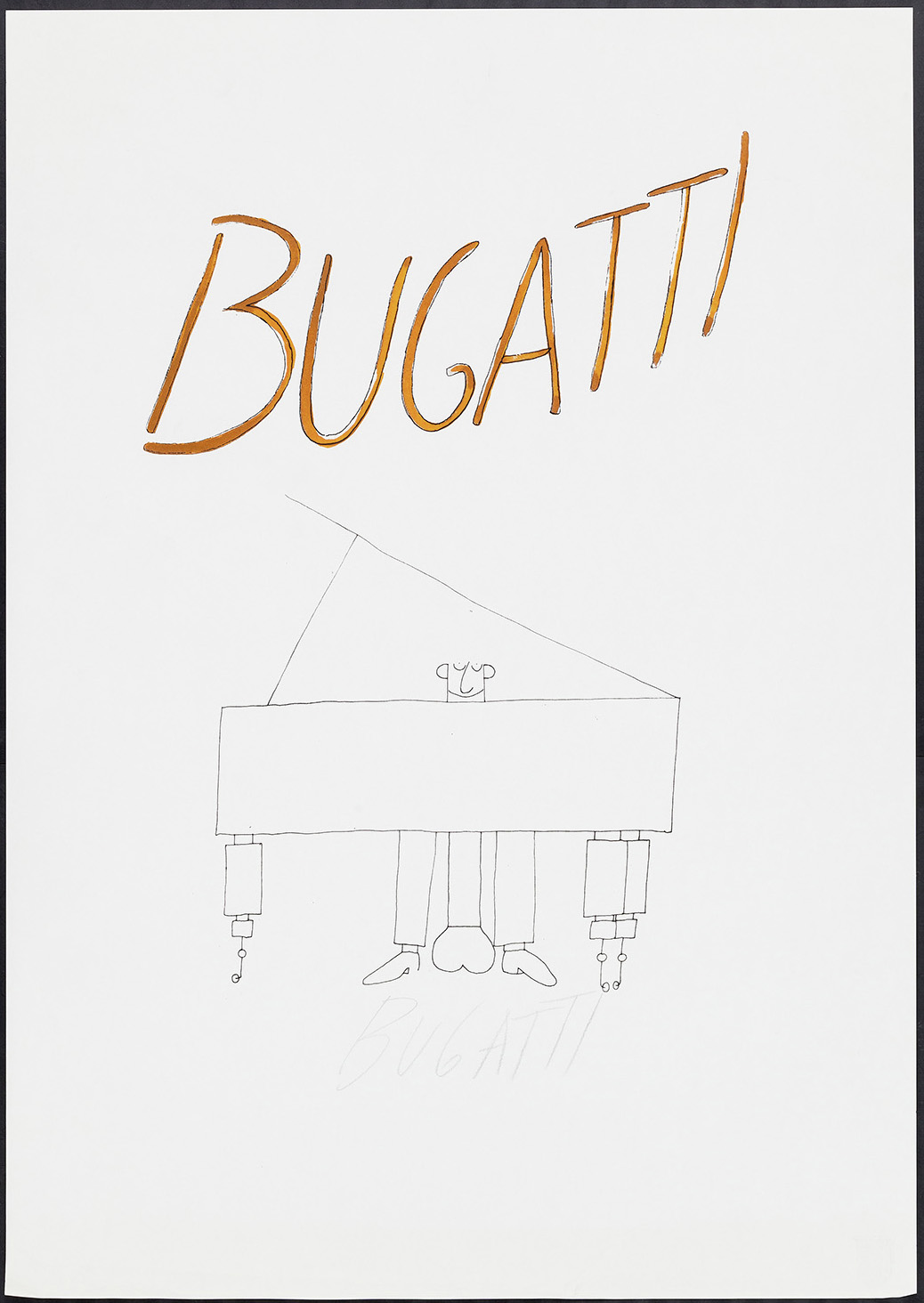 Wulf Bugatti, Schießen Sie auf den Pianisten, Siebdruck auf Papier, um 1970, Inv.Nr. KS-10905/2